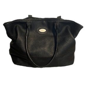 Vintage Furla Black Pebbled Leather Handbag